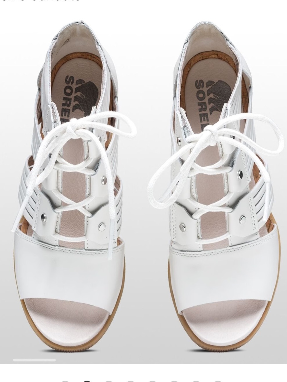 Sorel Joanie II White Lace-Up Cork Wedge Huarache Sandal